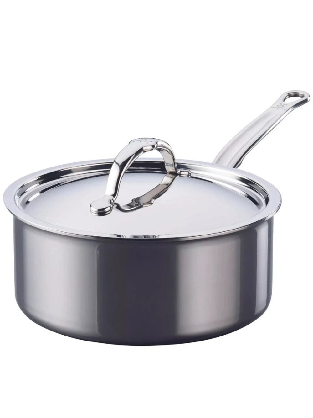 Hestan NanoBond 3 Qt Saucepan With Lid Titanium Stainless Steel Italy Silver